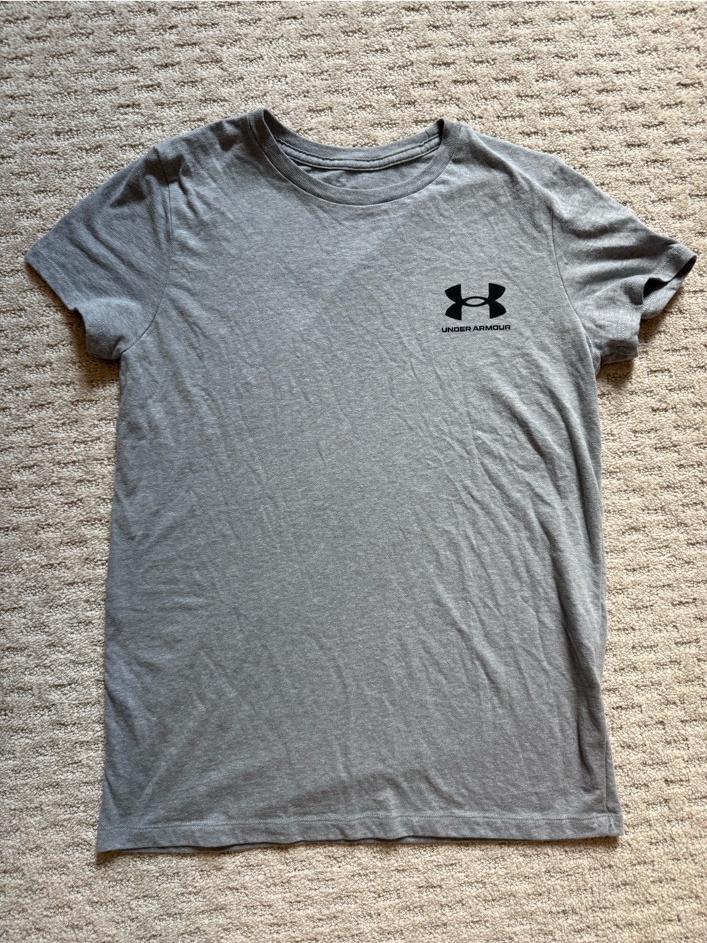 Women’s Under Armour Gray Short Sleeve Crewneck Tee with Black Logo